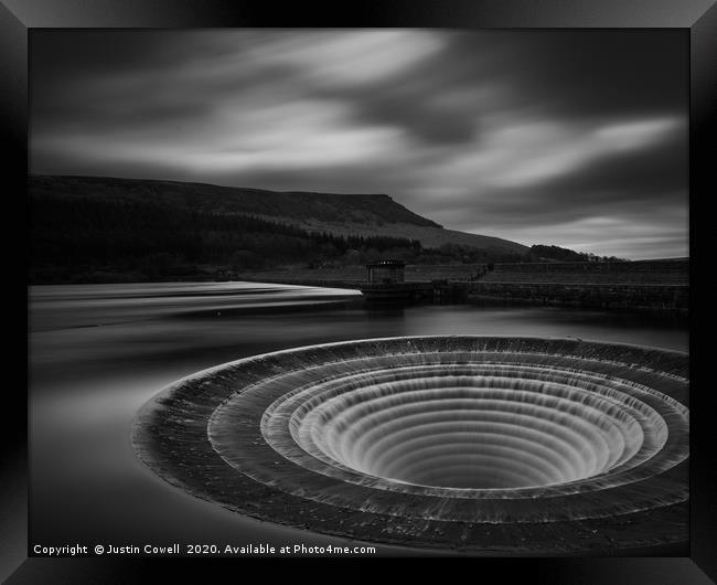 Down the plughole at Ladybower Framed Print by Justin Cowell
