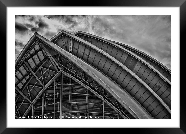 Armadillo, Glasgow, in Black and White Framed Mounted Print by Andy Brownlie