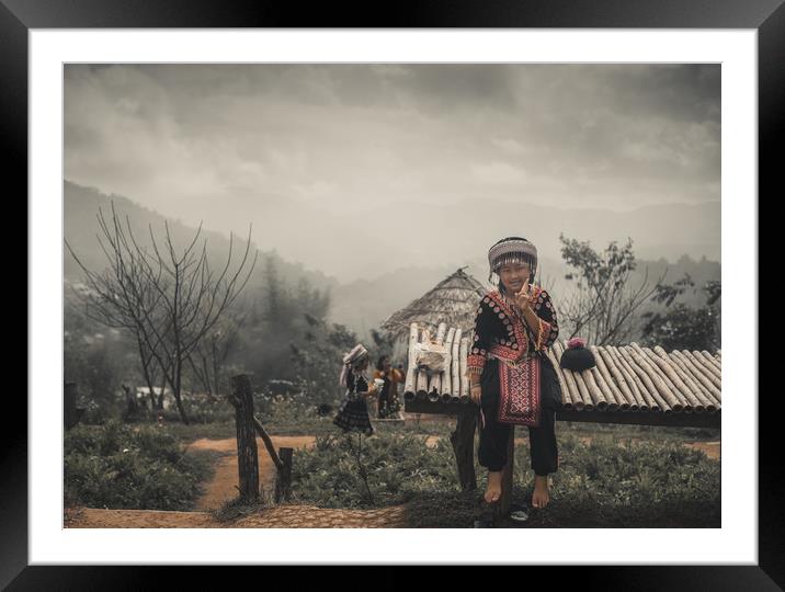 Hmong Hill Tribe Girl Chiang Mai Thailand Framed Mounted Print by Rowan Edmonds