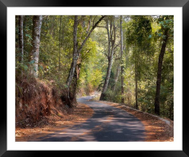 Winding forest road Chiang Mai Thailand Framed Mounted Print by Rowan Edmonds
