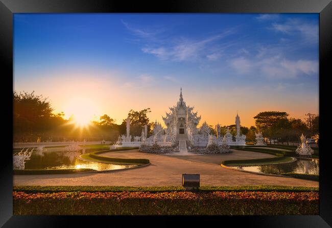 Wat Rong Khun in Chiang Rai at sunset Framed Print by Anahita Daklani-Zhelev
