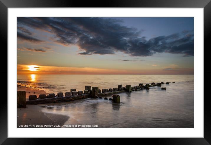 Overstrand Beach at Sunset Framed Mounted Print by David Powley