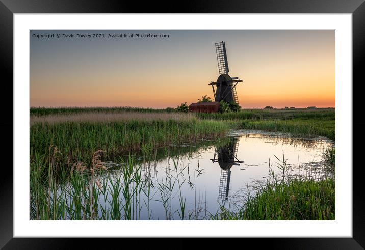 Herringfleet Mill at Sunset Framed Mounted Print by David Powley