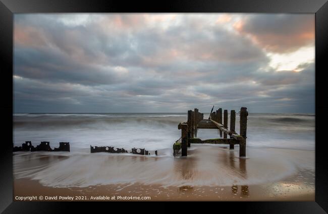 Dawn on Happisburgh Beach Norfolk Framed Print by David Powley