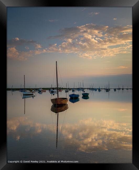Brancaster Staithe Morning Reflections  Framed Print by David Powley