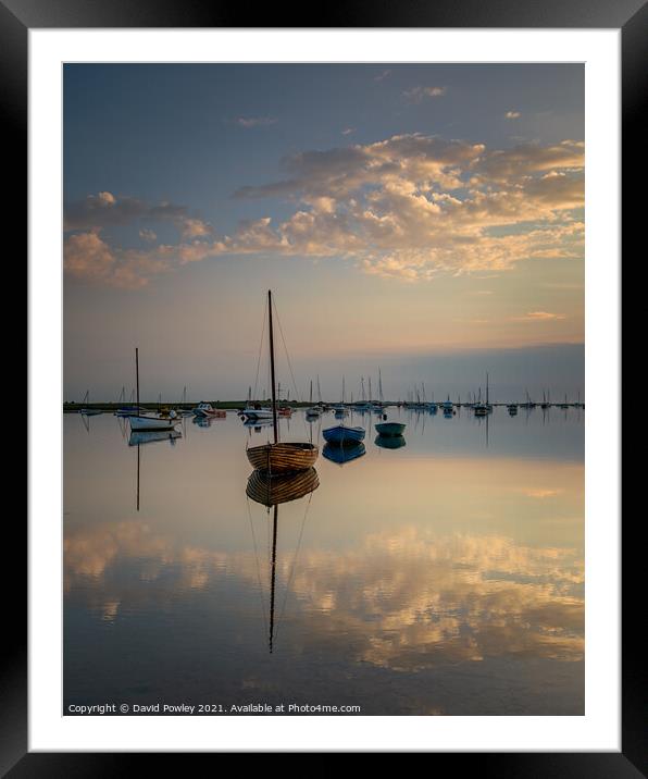 Brancaster Staithe Morning Reflections  Framed Mounted Print by David Powley