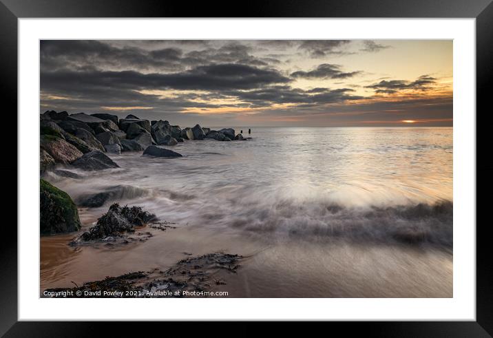Winter Sunrise on Hopton Beach  Framed Mounted Print by David Powley