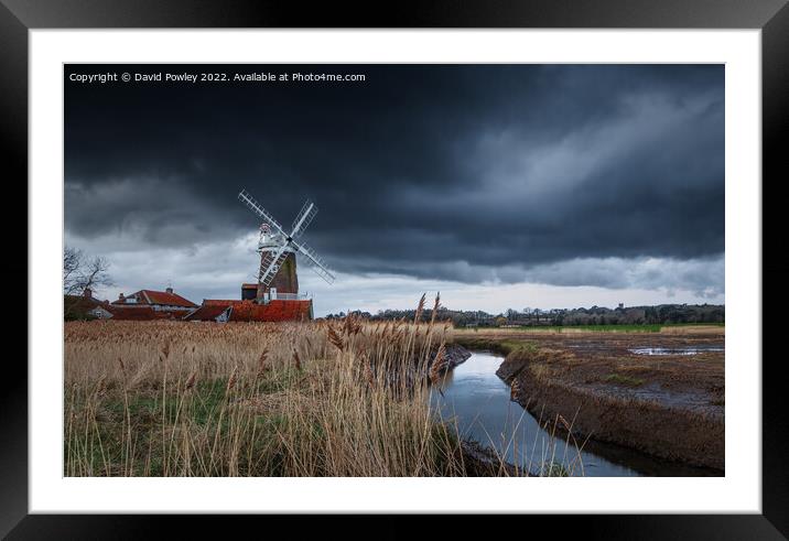 Moody Skies Over Cley Mill Framed Mounted Print by David Powley