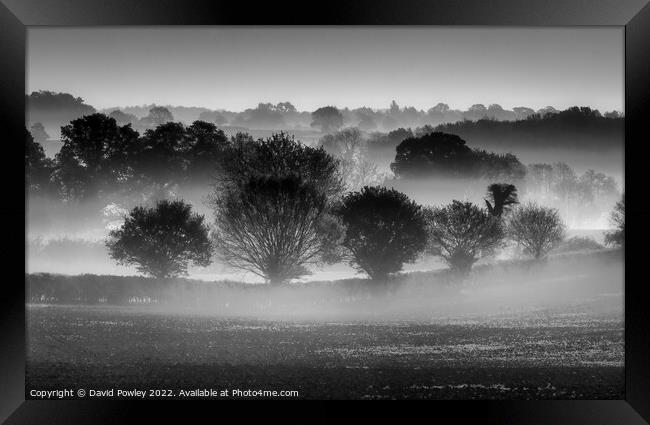 Misty Morning Over the Norfolk Countryside  Framed Print by David Powley