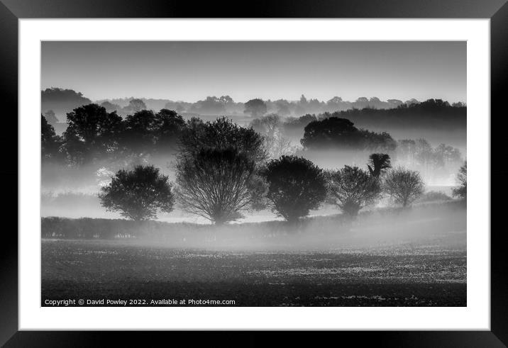 Misty Morning Over the Norfolk Countryside  Framed Mounted Print by David Powley