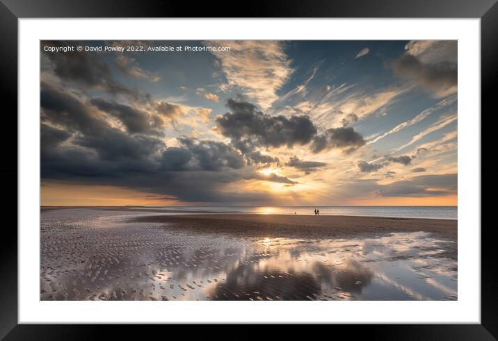 Sunset Reflections on Brancaster Beach Framed Mounted Print by David Powley