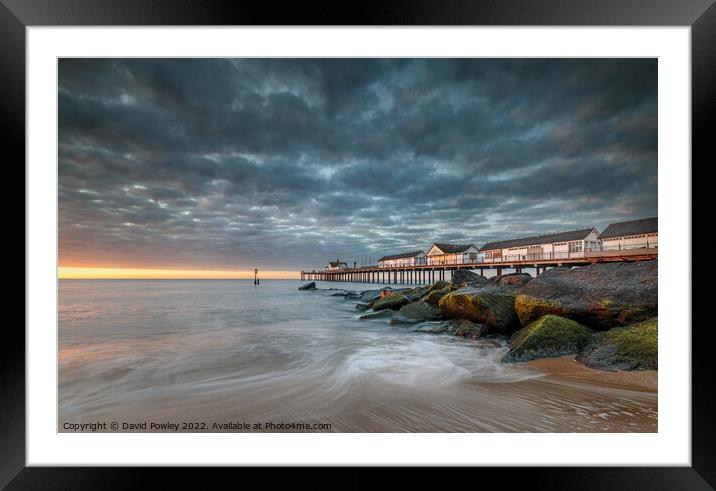 First Light on Southwold Pier Framed Mounted Print by David Powley