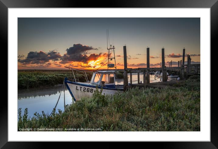 Sunrise over Thornham Old Harbour Framed Mounted Print by David Powley