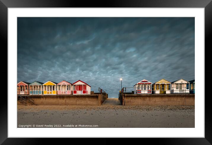Southwold Beach Huts at Dawn  Framed Mounted Print by David Powley