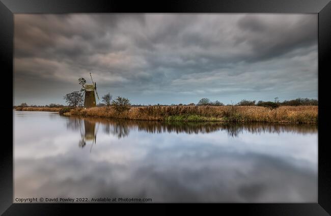 Early Morning Reflections On The Norfolk Broads Framed Print by David Powley