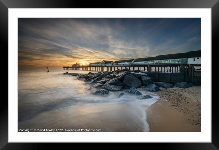 Christmas Eve Sunrise Over Southwold Pier Framed Mounted Print by David Powley