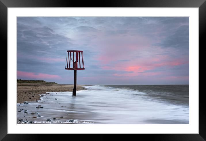 Caister Beach At Dawn Framed Mounted Print by David Powley