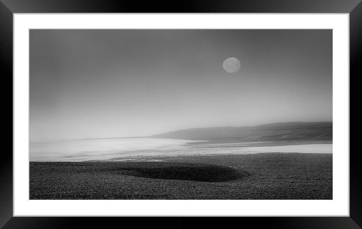 Mystical Moon on a Minimalist Beach Framed Mounted Print by David Powley