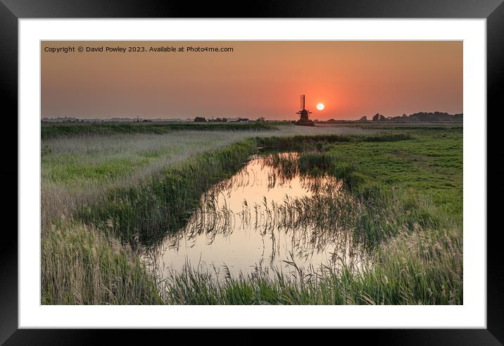 Sunset over Herringfleet Mill Framed Mounted Print by David Powley