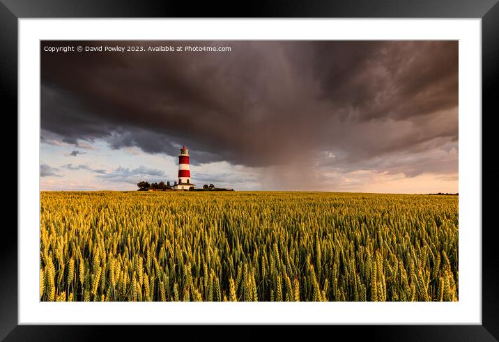 Evening Rain Shower Over Happisburgh Lighthouse Framed Mounted Print by David Powley