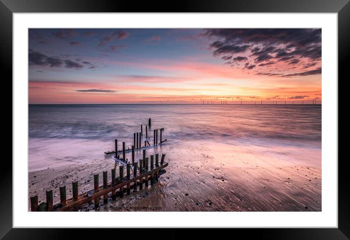 Caister Beach Sunrise Framed Mounted Print by David Powley