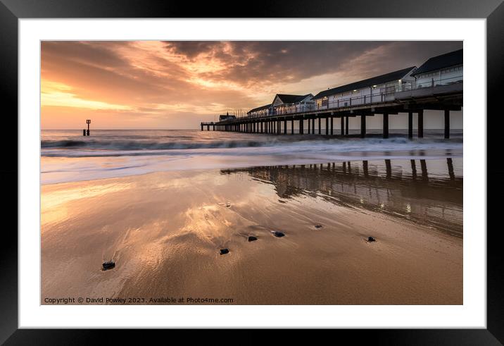 Southwold Pier Reflections Framed Mounted Print by David Powley