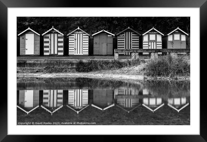 Lowestoft Beach Hut Reflections Framed Mounted Print by David Powley