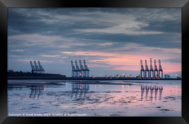 Harwich Docks At Dawn Framed Print by David Powley