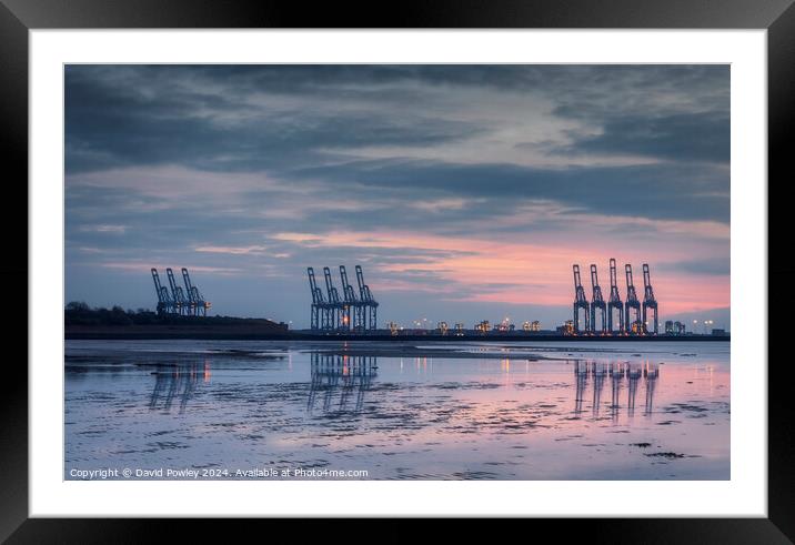 Harwich Docks At Dawn Framed Mounted Print by David Powley