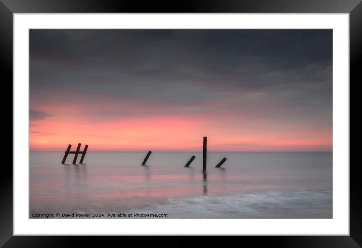 Dawn Colour on Happisburgh Beach Framed Mounted Print by David Powley