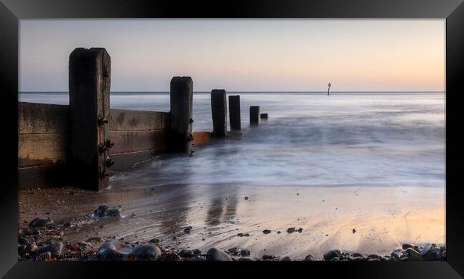 Morning Glow on Cromer Beach Framed Print by David Powley