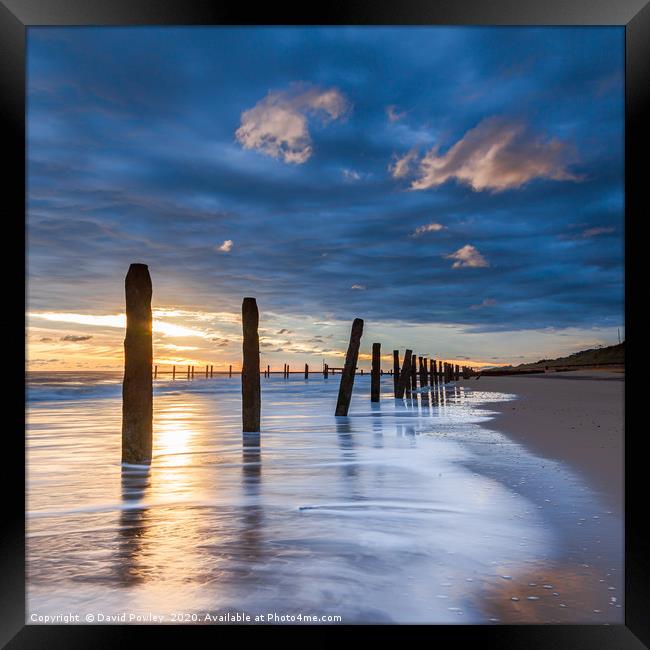 Sunrise on Happisburgh Beach Norfolk Framed Print by David Powley