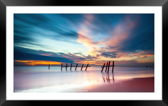 Dawn on Happisburgh Beach Norfolk Framed Mounted Print by David Powley