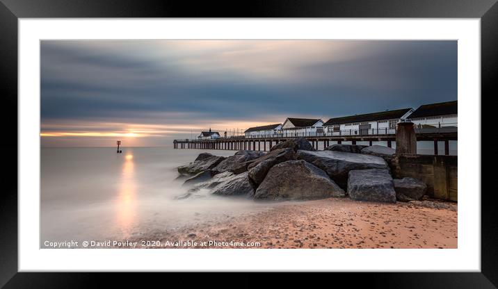 Sunrise over Southwold Pier Suffolk Framed Mounted Print by David Powley
