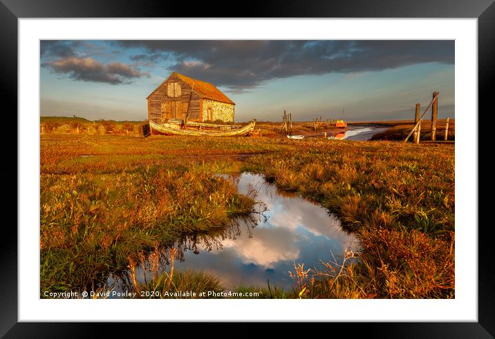 Early light at Thornham Harbour Norfolk Framed Mounted Print by David Powley