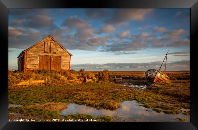 Early light at Thornham Harbour North Norfolk Framed Print by David Powley