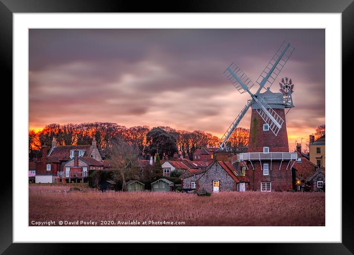 Winter sunrise at Cley Mill Norfolk Framed Mounted Print by David Powley