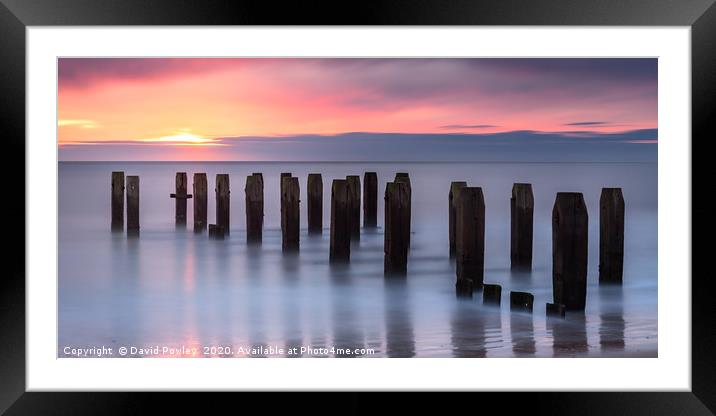 Sunrise on Lowestoft Beach Suffolk Framed Mounted Print by David Powley
