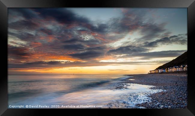 Dawn sky over Cromer Beach Framed Print by David Powley