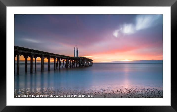 Winter sunrise over the Pier Framed Mounted Print by David Powley