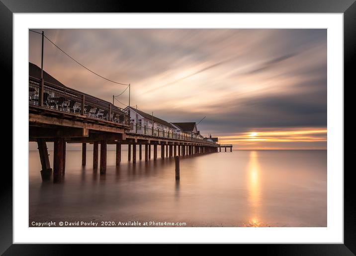 Autumn sunrise over Southwold Pier Suffolk Framed Mounted Print by David Powley