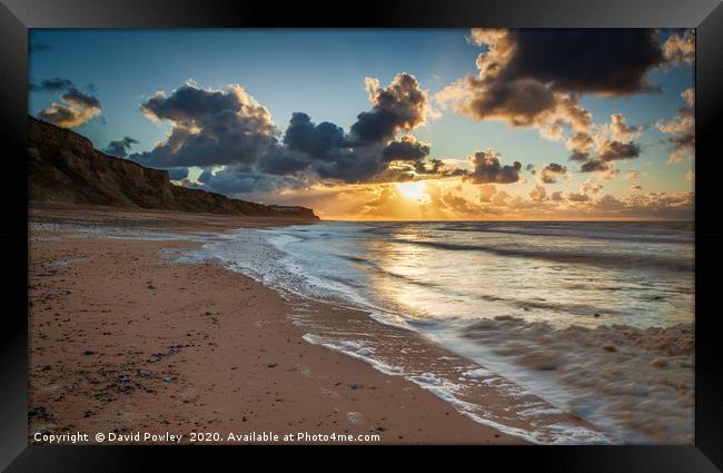 Sunset on Cromer Beach Norfolk Framed Print by David Powley