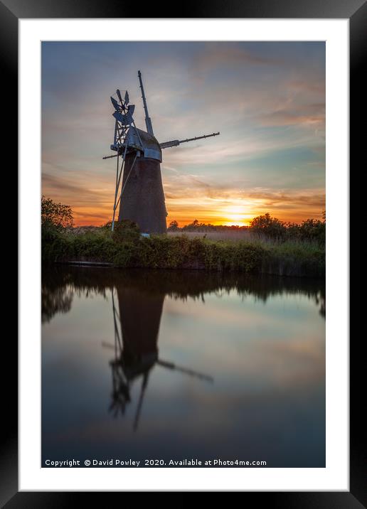Turf Fen Mill Sunset 1 Framed Mounted Print by David Powley