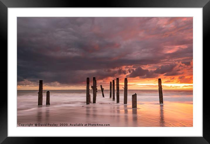 Dawn colours over Happisburgh Beach Framed Mounted Print by David Powley