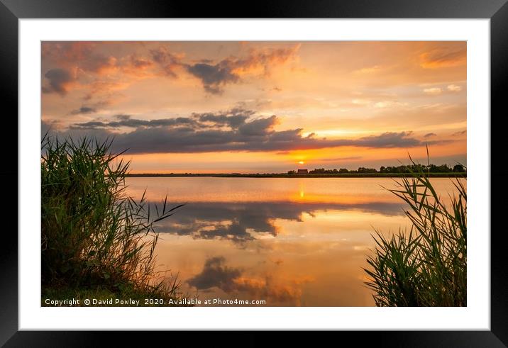 Sunset over Horsey Mere Framed Mounted Print by David Powley