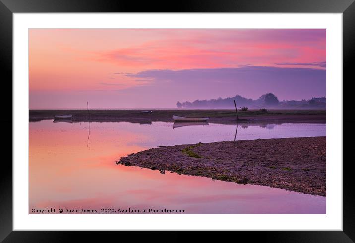 Dawn colour at Brancaster Staithe Framed Mounted Print by David Powley