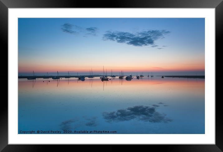 Misty dawn at Brancaster Staithe Framed Mounted Print by David Powley