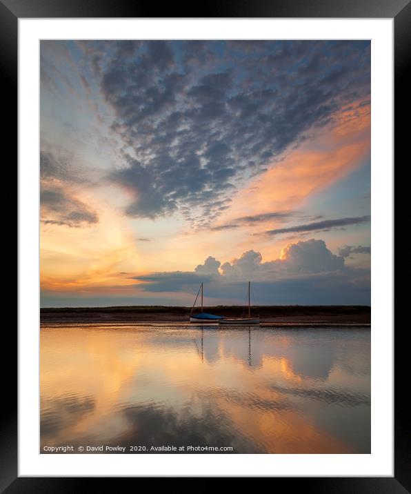 Evening colour in the sky at Burnham Overy Staithe Framed Mounted Print by David Powley