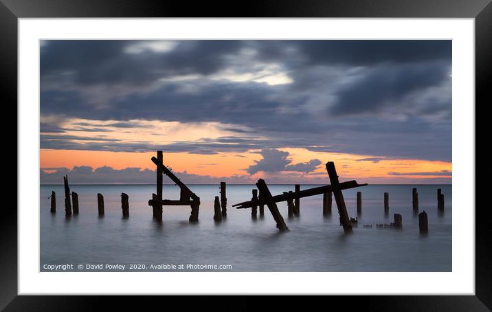 Dawn colour on Happisburgh Beach Framed Mounted Print by David Powley