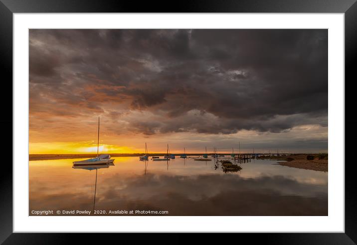 Sunset under the clouds at Blakeney Framed Mounted Print by David Powley
